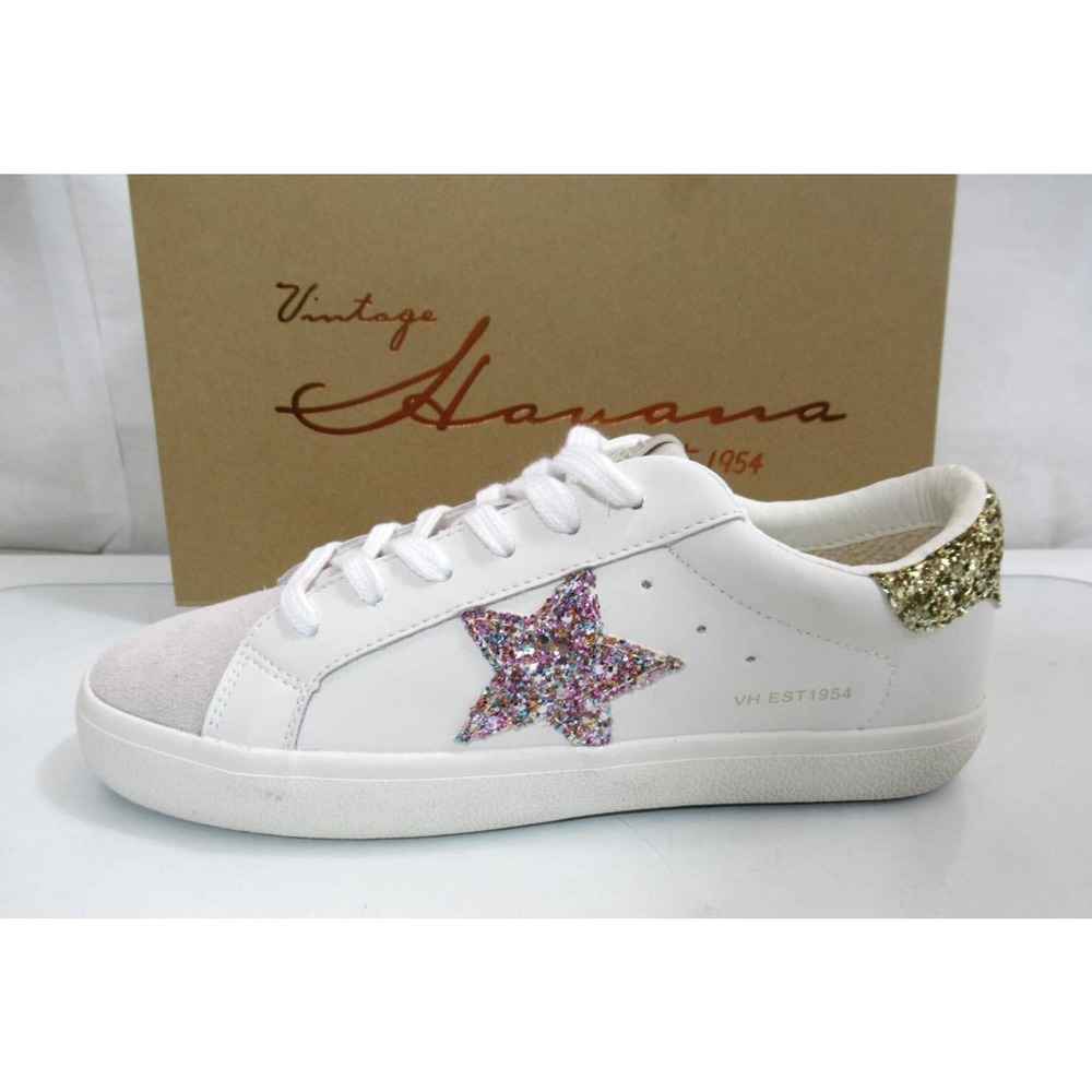 Women's Vintage Havana Cora Lace Up Slip On Star Sneakers White Multi - Picture 2 of 9